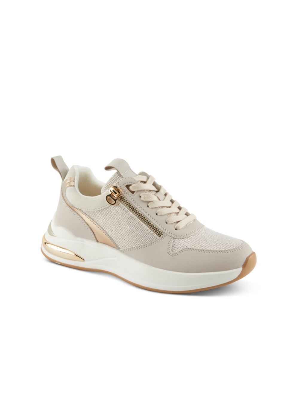 Patrizia Ursa  Beige Fashion Sneaker with Gold Accent - Casual Comfort